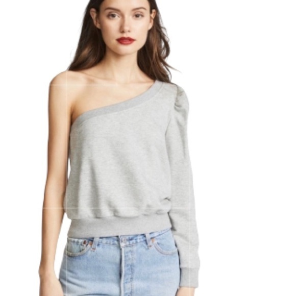 ALC Crane Sweatshirt Intermix Revolve One Shoulder Top XS Grey - Picture 4 of 11